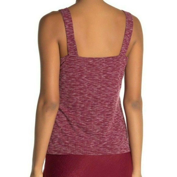 Bobeau Knit Tank Top Square Neck Red White Marled - Picture 8 of 10